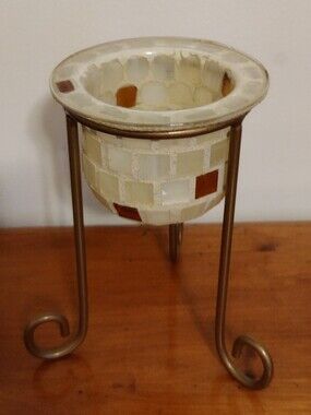 Metal Stand Mosaic Glass Candle Holder